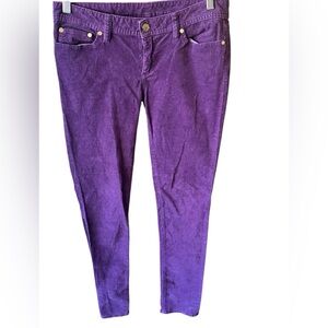 Tory Burch Purple Corduroy Pants with‎ Gold Embellishment Skinny Size 29
